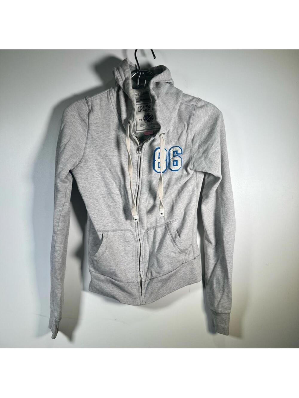 PINK Victoria's Secret Fitted Gray Zippered Hoodie